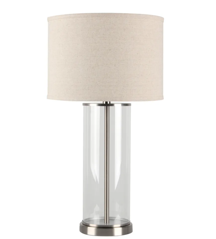 Left Bank Table Lamp Nickel with Natural Shade