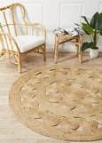Round Spiral Natural Rug