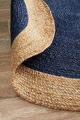 Round Navy/Ntrl Jute Rug