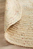 Round Jute Rug Natural with Flecked Colours