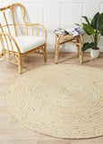 Round Jute Rug Natural with Flecked Colours
