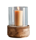 Amalfi Small Glass/Wood Hurricane Lamp