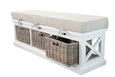 White Bench with Baskets