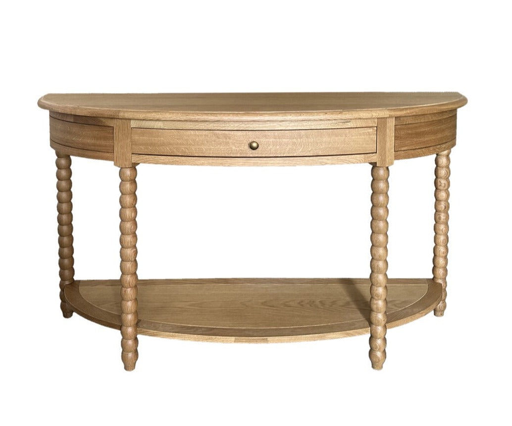 Camille Bobbin Curved Console Natural Oak