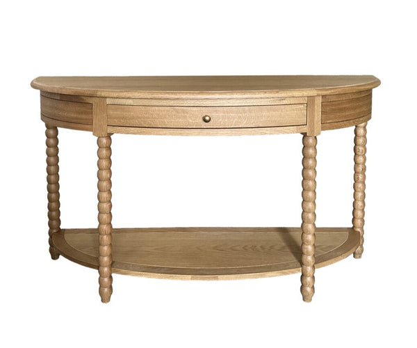 Camille Bobbin Curved Console Natural Oak