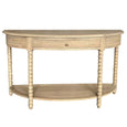 Camille Bobbin Curved Console Weathered Oak