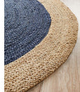 Round Navy/Ntrl Jute Rug