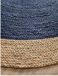 Round Navy/Ntrl Jute Rug