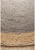 Round Jute Natural Rug Charcoal