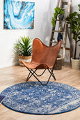 Harley Navy Rug Round