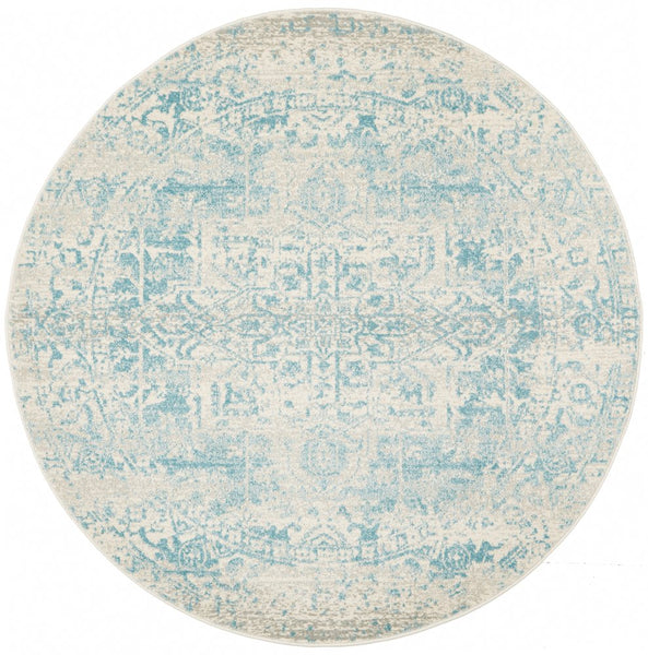 Isla White/Blue Round Rug