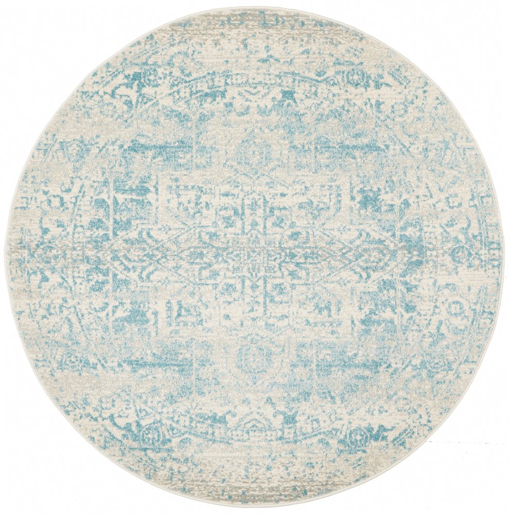 Isla White/Blue Round Rug