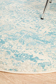 Isla White/Blue Round Rug
