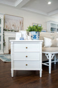 Kendall Bamboo White Side Table 3 Drawer