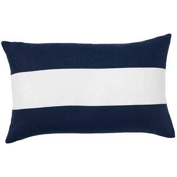 Linen Stripe Navy Lumbar