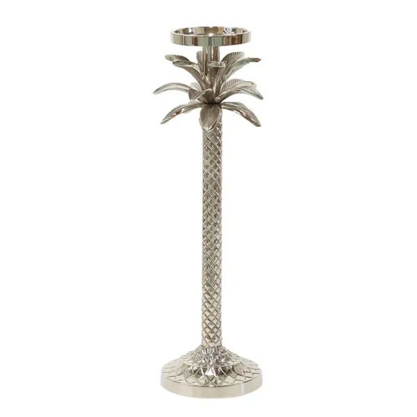 Raffles Palm Candle Stick Silver Medium