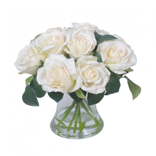 Rose in Glass Vase White