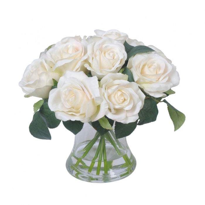 Rose in Glass Vase White