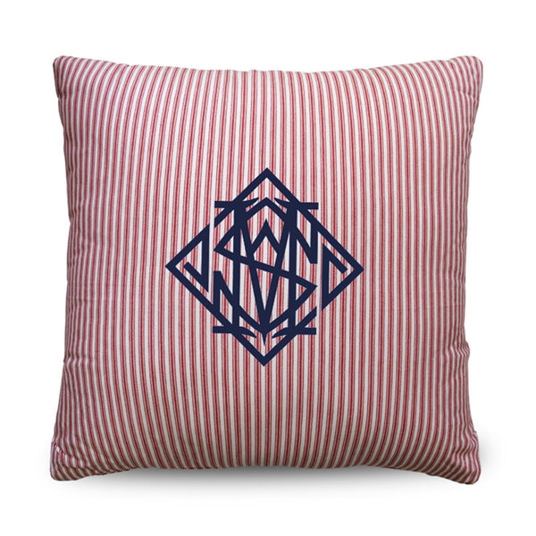 Ticking Monogram Barn Red Cushion Cover