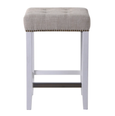 Canyon Oak Kitchen Stool - White Frame w Natural Linen