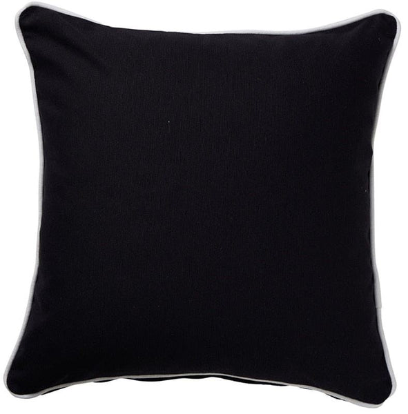 Basic Black Cushion with White Piping 60cm