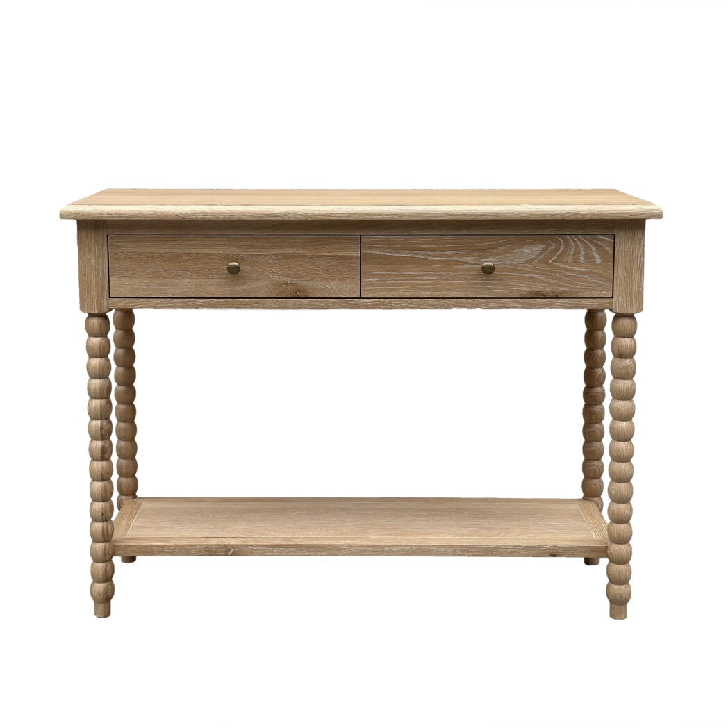 Brianna Bobbin Whitewash Oak Console Table 110cm