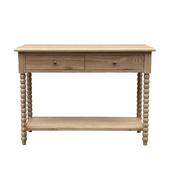 Brianna Bobbin Whitewash Oak Console Table 110cm