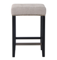 Canyon Oak Kitchen Stool - Black Frame w Natural Linen