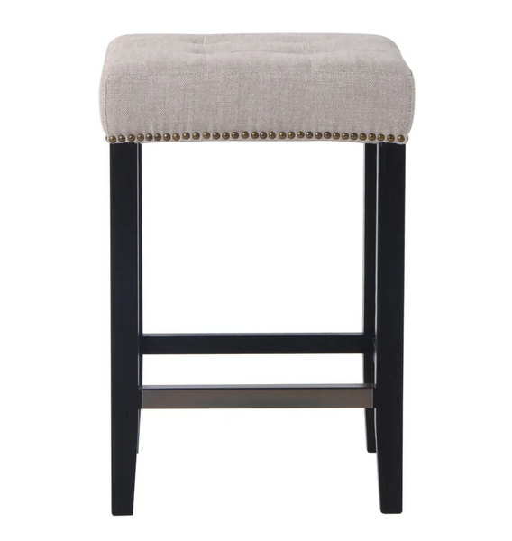 Canyon Oak Kitchen Stool - Black Frame/Natural Linen