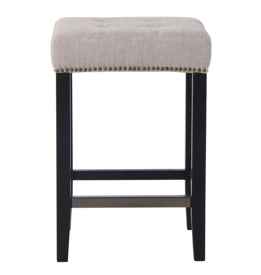 Canyon Oak Kitchen Stool - Black Frame/Natural Linen