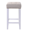 Canyon Oak Kitchen Stool - White Frame w Natural Linen