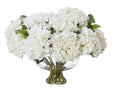 Garden Hydrangea Mix in Dahlia Bowl White
