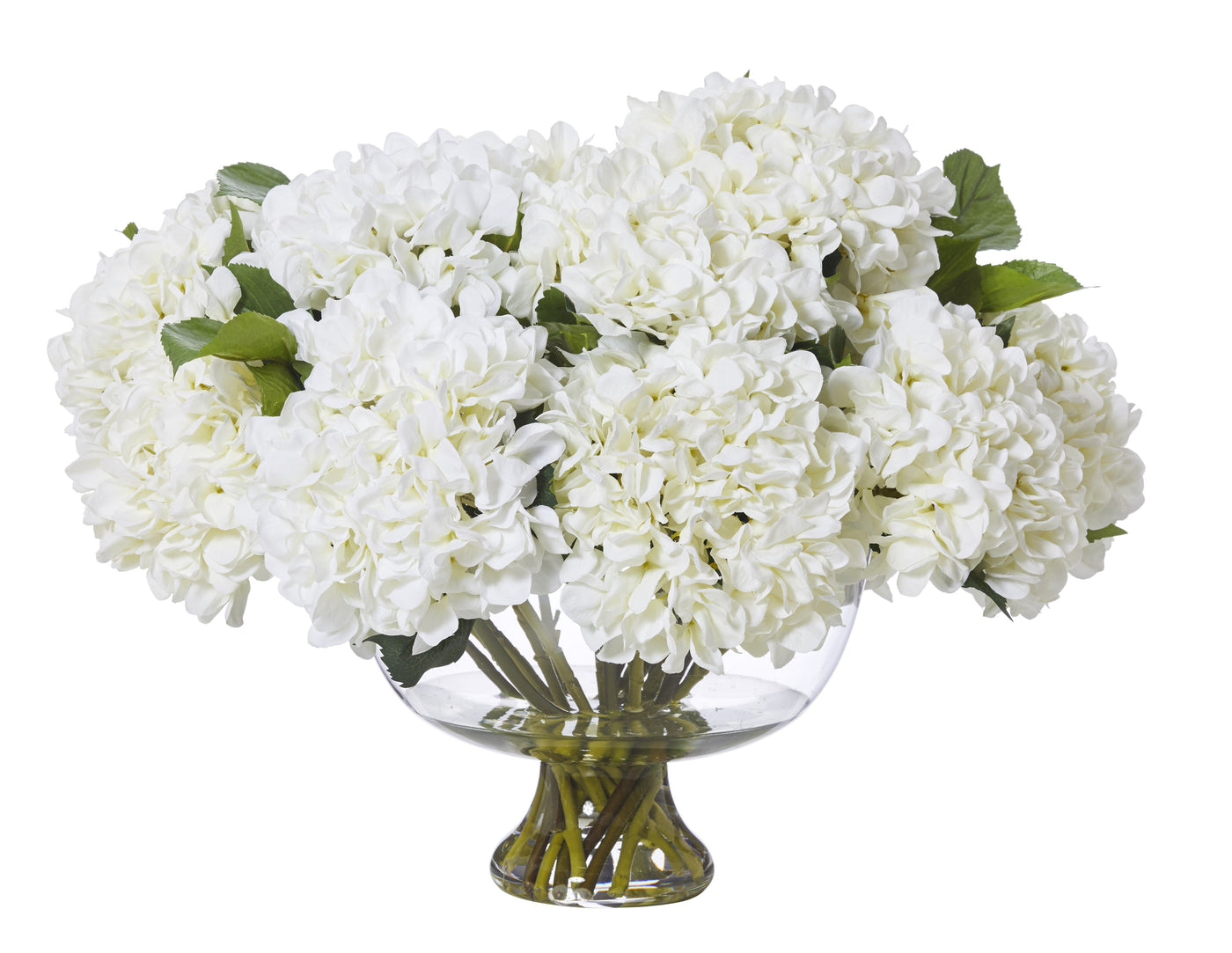Garden Hydrangea Mix in Dahlia Bowl White
