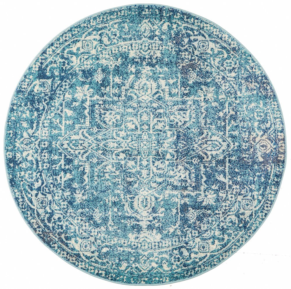 Isla Blue Rug Round