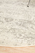 Isla White Silver Rug Round