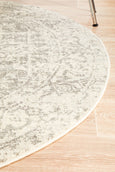 Isla White Silver Rug Round