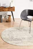 Isla White Silver Rug Round