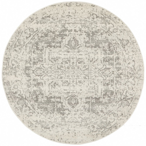 Isla White Silver Rug Round