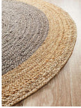 Round Jute Natural Rug Charcoal