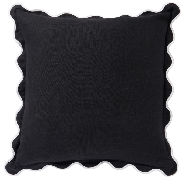 Linen Scallop Black Cushion