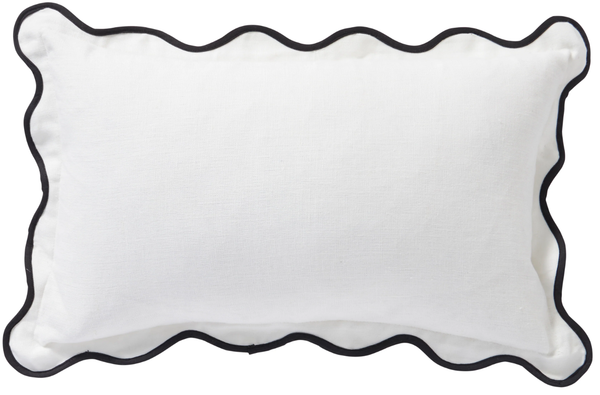 Linen Scallop Blanc Lumbar Cushion