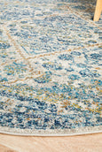 Paige Silver/Blue Round Rug