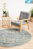 Paige Silver/Blue Round Rug