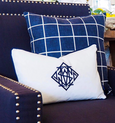 Diamond Monogram White Lumbar Cushion