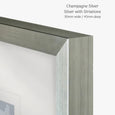 Designer Boys Champagne Silver picture frame featuring a silver striated finish, 30mm wide by 45mm deep profile