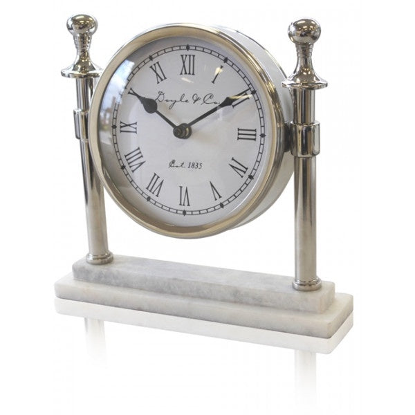 White Marble Round Column Clock