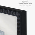 Designer Boys Ripple Black picture frame featuring a sculpted ripple profile in an antiqued black finish, 23mm wide by 34mm deep.