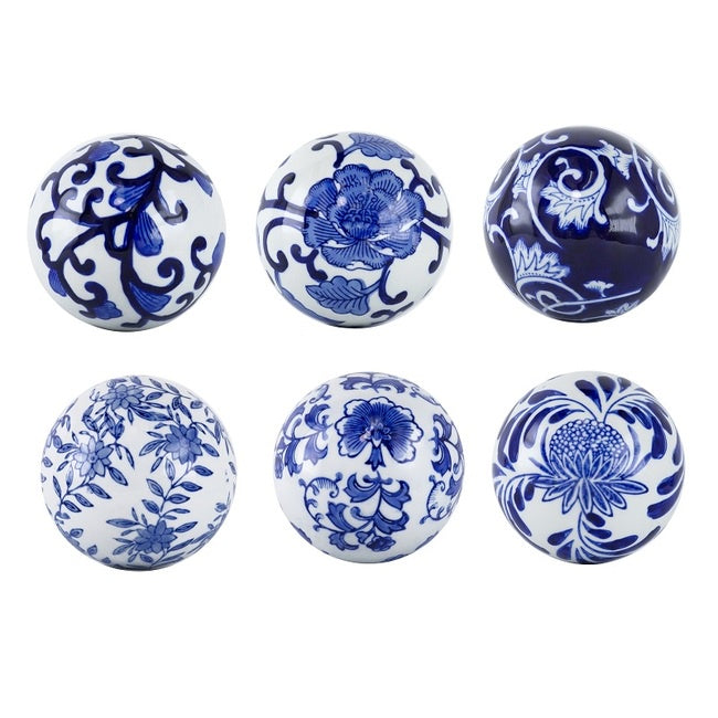 Ashton Blue & White Decorator Balls Set/6