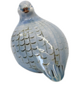 Porcelain guinea fowl ornament in soft blue with crackle glaze and feather detailing.
