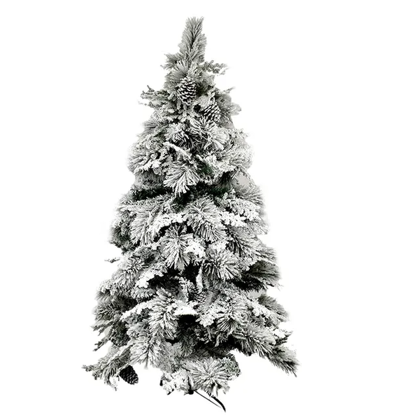 Alpine Pinecone Tree With Snow 150cm featuring 272 snowy tips and natural pinecones for a wintry Christmas look.